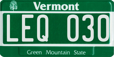 VT license plate LEQ030