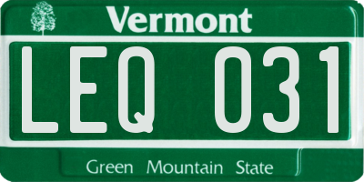 VT license plate LEQ031