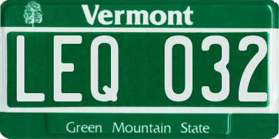 VT license plate LEQ032
