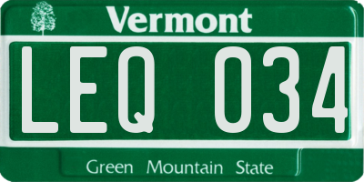 VT license plate LEQ034