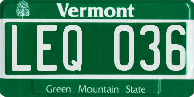 VT license plate LEQ036