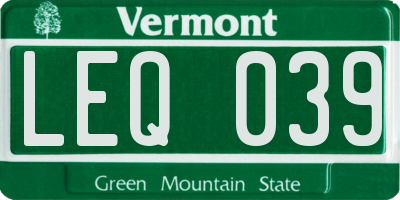 VT license plate LEQ039
