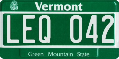 VT license plate LEQ042