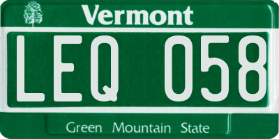 VT license plate LEQ058