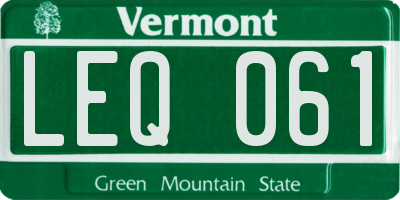 VT license plate LEQ061