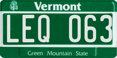 VT license plate LEQ063