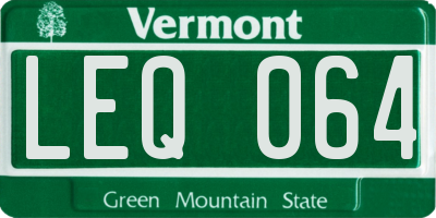 VT license plate LEQ064