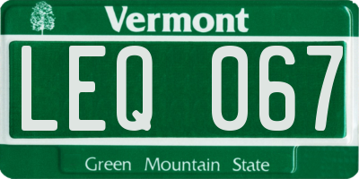 VT license plate LEQ067
