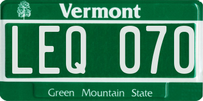 VT license plate LEQ070