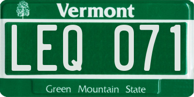 VT license plate LEQ071