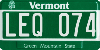 VT license plate LEQ074