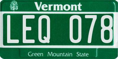 VT license plate LEQ078