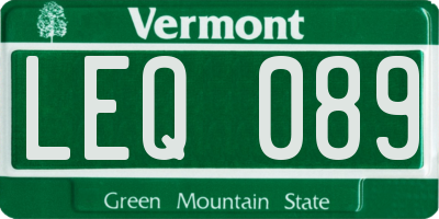 VT license plate LEQ089