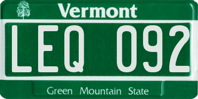 VT license plate LEQ092