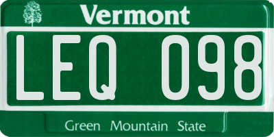 VT license plate LEQ098