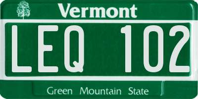 VT license plate LEQ102