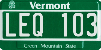 VT license plate LEQ103