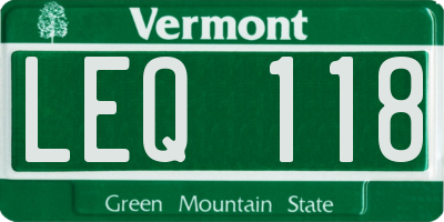 VT license plate LEQ118