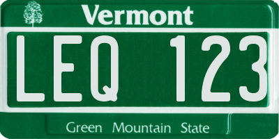 VT license plate LEQ123
