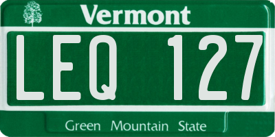 VT license plate LEQ127