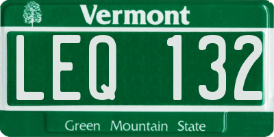 VT license plate LEQ132