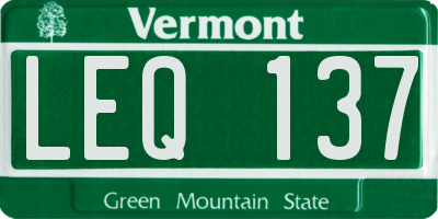 VT license plate LEQ137