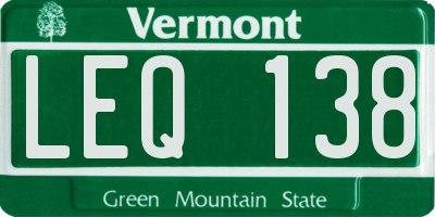 VT license plate LEQ138