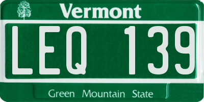 VT license plate LEQ139