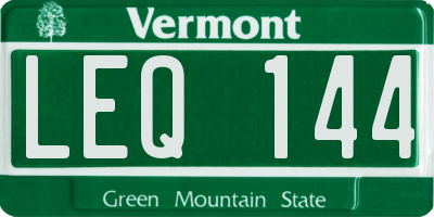 VT license plate LEQ144