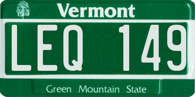 VT license plate LEQ149