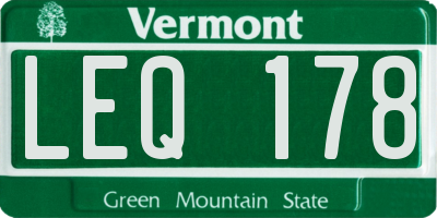 VT license plate LEQ178