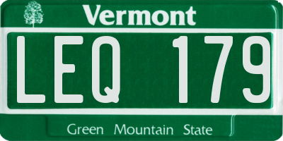 VT license plate LEQ179