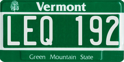VT license plate LEQ192