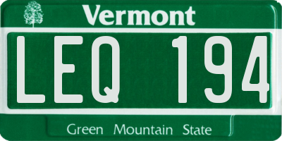 VT license plate LEQ194