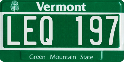 VT license plate LEQ197