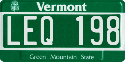 VT license plate LEQ198