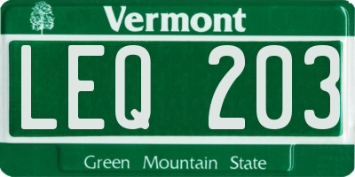 VT license plate LEQ203