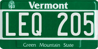 VT license plate LEQ205