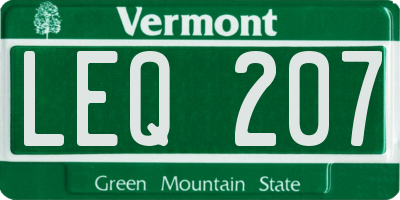 VT license plate LEQ207