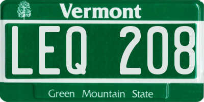 VT license plate LEQ208