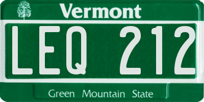 VT license plate LEQ212