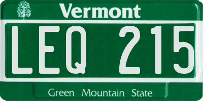 VT license plate LEQ215