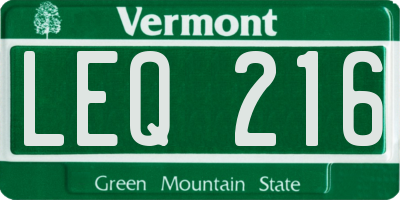 VT license plate LEQ216