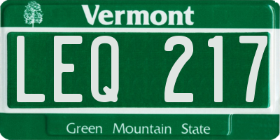 VT license plate LEQ217