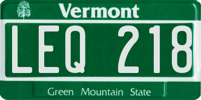 VT license plate LEQ218