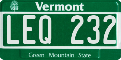 VT license plate LEQ232