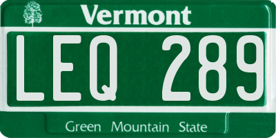 VT license plate LEQ289