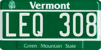 VT license plate LEQ308