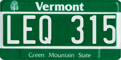 VT license plate LEQ315