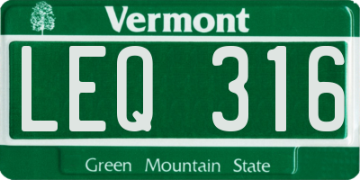 VT license plate LEQ316
